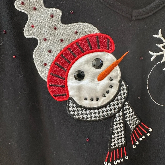 Peanut Butter & Jelly Black long sleeve snowman top size large - Picture 4 of 5